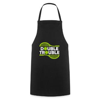 Double Trouble Tennis Ball Lover Quote - Kochschürze - Schwarz - Vorne - AI Model Male 185 dark (185cm)