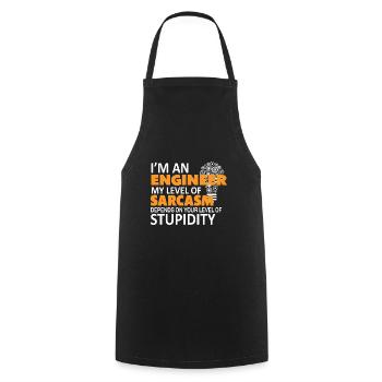 Engineer saying - Cooking Apron - black - Front - AI Model Male 185 dark (185cm)