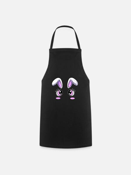Cute Face Eyes Design - Cooking Apron - black