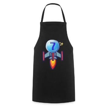 Birthday 7 years Drawing Rocket - Cooking Apron - black - Front - AI Model Male 185 dark (185cm)