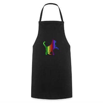 Colorful cat in rainbow stripes cats friend - Cooking Apron - black - Front - AI Model Male 185 dark (185cm)