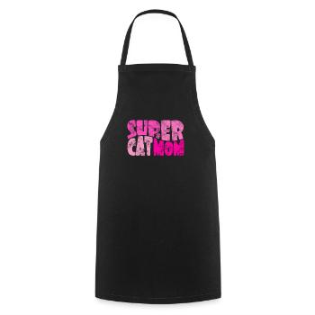 Super Cat Mom for the Best Cat Mom Ever Retro - Cooking Apron - black - Front - AI Model Male 185 dark (185cm)