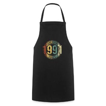 Génial depuis 1991 Retro Vintage Birthday - Tablier de cuisine - noir - Devant - AI Model Male 185 dark (185cm)