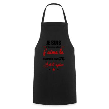 Homme idéal Camping car, camping-cartiste - Tablier de cuisine - noir - Devant - AI Model Male 185 dark (185cm)