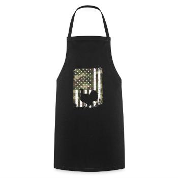 Turkey on Camo US Flag Retro Thanksgiving - Cooking Apron - black - Front - AI Model Male 185 dark (185cm)