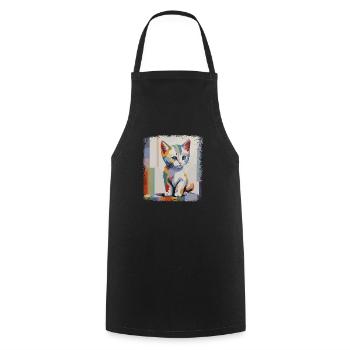 Buntes Kätzchen Aquarellkunst Für Katzen-Freunde - Kochschürze - Schwarz - Vorne - AI Model Male 185 dark (185cm)