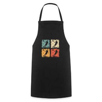 Vintage Tennis Player In Action Tennis Graphic - Cooking Apron - black - Front - AI Model Male 185 dark (185cm)