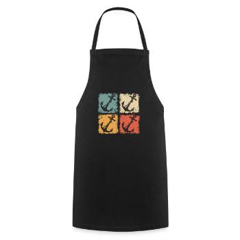 Boat Ship Anchor Nautical Summer Vintage Style - Cooking Apron - black - Front - AI Model Male 185 dark (185cm)