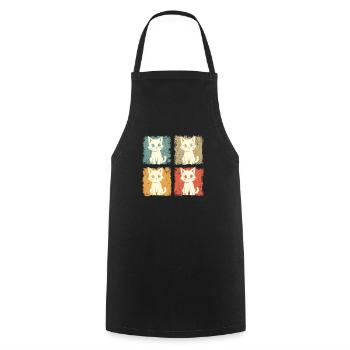 Vintage Cute Cat for Cat Lovers - Cooking Apron - black - Front - AI Model Male 185 dark (185cm)