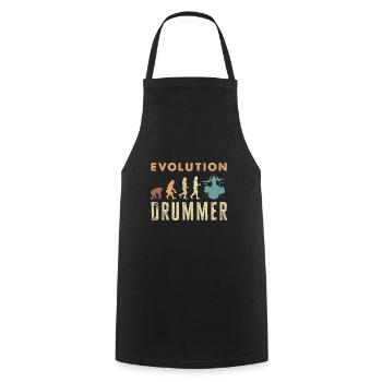 Evolution of man Drums Band Retro Vintage Drummer - Cooking Apron - black - Front - AI Model Male 185 dark (185cm)