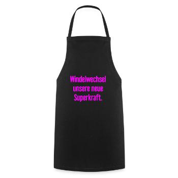 Diaper change – our new superpower - Cooking Apron - black - Front - AI Model Male 185 dark (185cm)