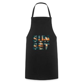 Strand Sunset Beach Sonnenuntergang Meer - Kochschürze - Schwarz - Vorne - AI Model Male 185 dark (185cm)