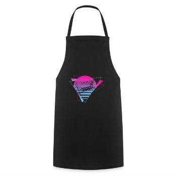 Synthétiseur modulaire Analogique Vaporwave Techno Cat - Tablier de cuisine - noir - Devant - AI Model Male 185 dark (185cm)