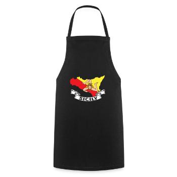Sicile Drapeau Italie Sicile - Tablier de cuisine - noir - Devant - AI Model Male 185 dark (185cm)