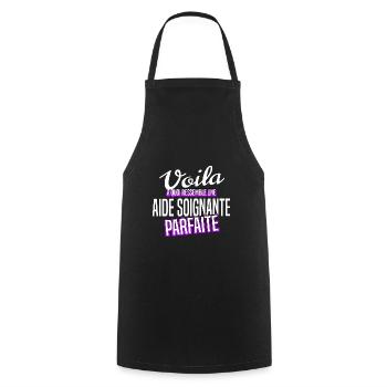Aide soignante - Tablier de cuisine - noir - Devant - AI Model Male 185 dark (185cm)