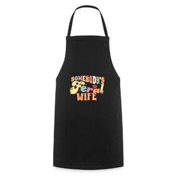 Quelqu’un femme sauvage drôle femme jeu de mots femme groovy - Tablier de cuisine - noir - Devant - AI Model Male 185 dark (185cm)