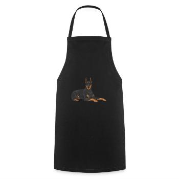 Doberman Pinscher Dog Dobie - Cooking Apron - black - Front - AI Model Male 185 dark (185cm)