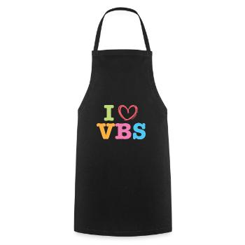 I Love VBS I Heart Vacation Bible School Crew - Cooking Apron - black - Front - AI Model Male 185 dark (185cm)