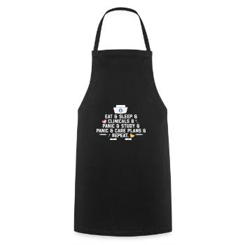 Eat Sleep Clinicals Panic Funny Nurse Medical - Cooking Apron - black - Front - AI Model Male 185 dark (185cm)