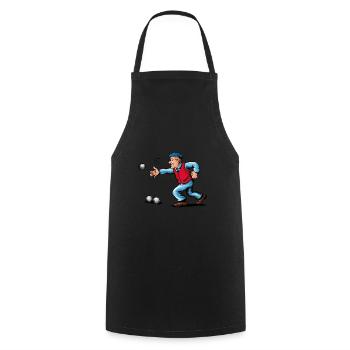 Franzose spielt Petanque für einen Petanque - Kochschürze - Schwarz - Vorne - AI Model Male 185 dark (185cm)