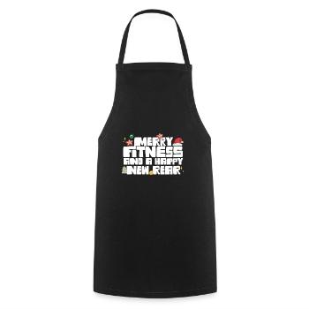 Merry Fitness And A Happy New Rear Christmas Gym - Cooking Apron - black - Front - AI Model Male 185 dark (185cm)