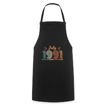 July 1991 Birthday July 1991 July - Cooking Apron - black - Front - AI Model Male 185 dark (185cm)