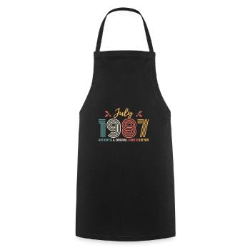 July 1987 Birthday July 1987 July - Cooking Apron - black - Front - AI Model Male 185 dark (185cm)