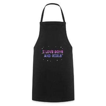 I Love Boys and Girls Bisexual LGBTQ Bi Pride Gay - Cooking Apron - black - Front - AI Model Male 185 dark (185cm)
