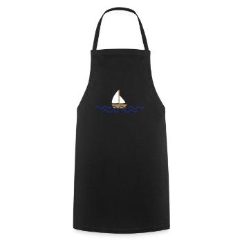 Schiff mit Wellen - Kochschürze - Schwarz - Vorne - AI Model Male 185 dark (185cm)