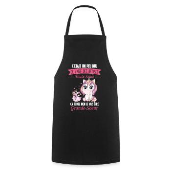 Drôle Annonce Future Grande Soeur Licorne Bêtises - Tablier de cuisine - noir - Devant - AI Model Male 185 dark (185cm)