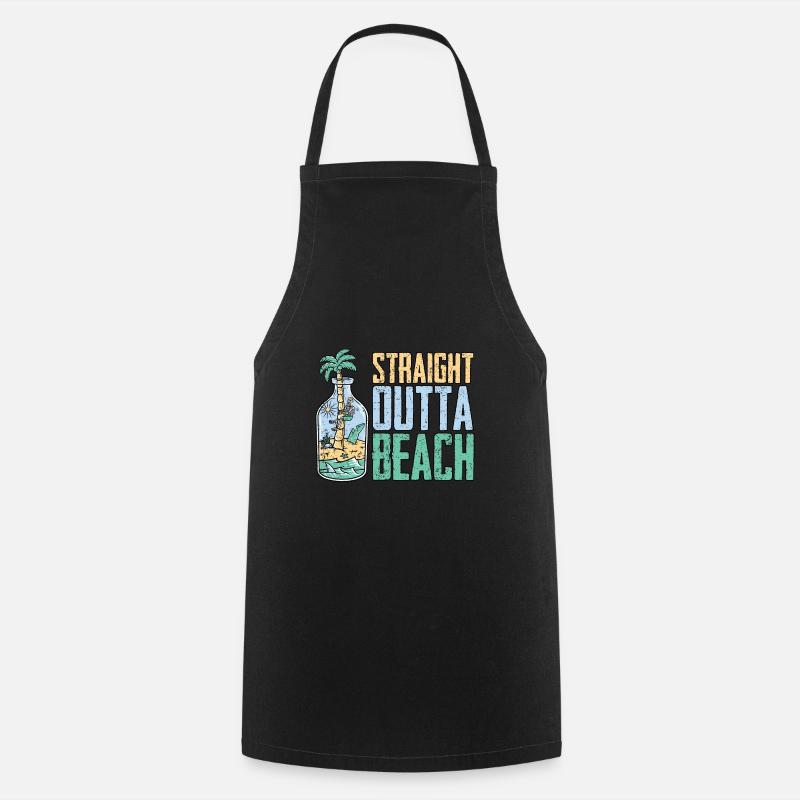 Straight Outta Beach Skeleton Holiday - Cooking Apron - black