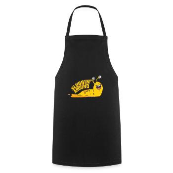 Sluggin um Bananenschnecke - Kochschürze - Schwarz - Vorne - AI Model Male 185 dark (185cm)