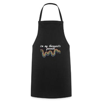 I'm My Therapist's Favorite Mental Wellness - Cooking Apron - black - Front - AI Model Male 185 dark (185cm)
