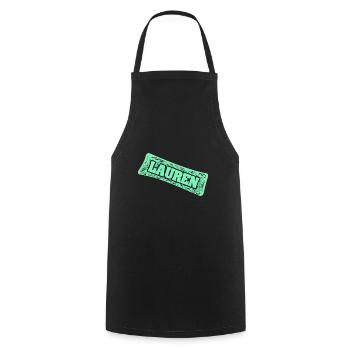 Birth name Lauren - Cooking Apron - black - Front - AI Model Male 185 dark (185cm)