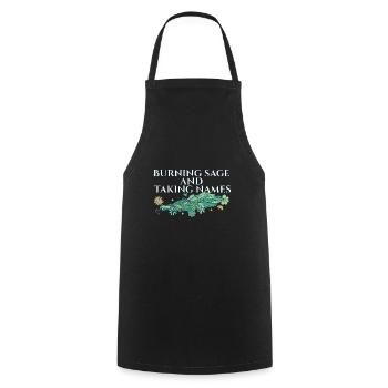 Burning Sage & Taking Names Smudge Sticks - Cooking Apron - black - Front - AI Model Male 185 dark (185cm)