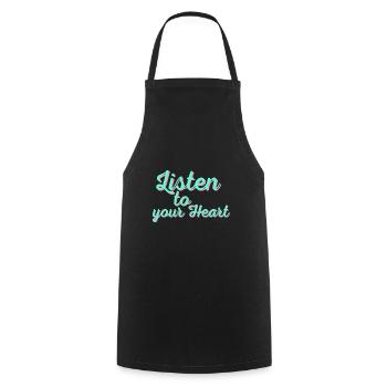 Écoutez votre cœur - Höre auf dein Herz - Tablier de cuisine - noir - Devant - AI Model Male 185 dark (185cm)