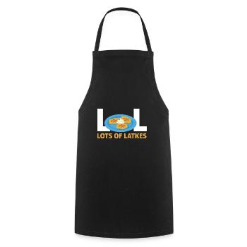 Jewish Happy Hanukkah Lot Of Latkes Costume - Cooking Apron - black - Front - AI Model Male 185 dark (185cm)
