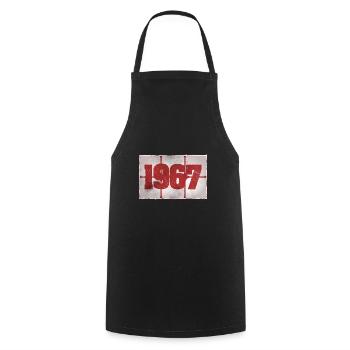 Born in 1967 - Cooking Apron - black - Front - AI Model Male 185 dark (185cm)