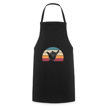 Retro Surfer Hand Shaka Sign Beach Greeting - Cooking Apron - black - Front - AI Model Male 185 dark (185cm)