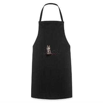 Katzen Herzschlag Geschenk - Kochschürze - Schwarz - Vorne - AI Model Male 185 dark (185cm)