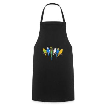 Budgerigar Parakeet Bird Pet Gift - Cooking Apron - black - Front - AI Model Male 185 dark (185cm)