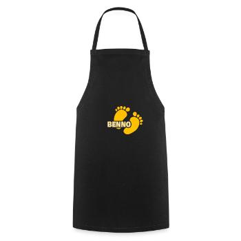 Footprint for Benno's birth baby - Cooking Apron - black - Front - AI Model Male 185 dark (185cm)