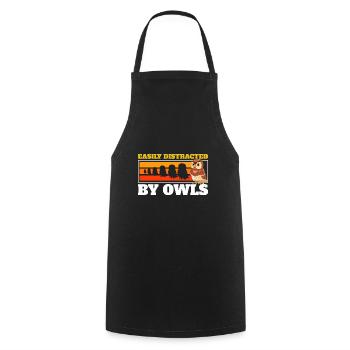 Easily Distracted By Owl Retro Owlet Vintage Bird - Cooking Apron - black - Front - AI Model Male 185 dark (185cm)