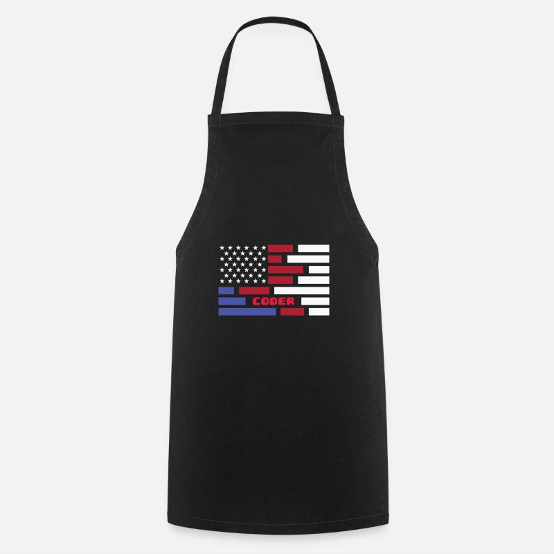American Flag Coder Coding Computer Nerd - Kochschürze - Schwarz