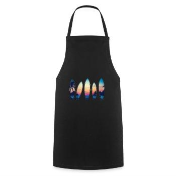 Surf vintage plage classique Hawaii Surf surf - Tablier de cuisine - noir - Devant - AI Model Male 185 dark (185cm)