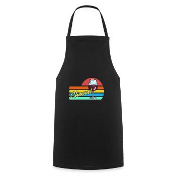 CHEERS! Retro Vintage Wine Lover Design T-Shirt - Cooking Apron - black - Front - AI Model Male 185 dark (185cm)