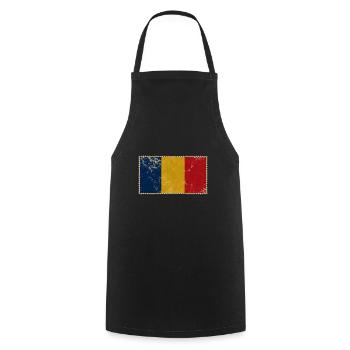 First name Romania - Cooking Apron - black - Front - AI Model Male 185 dark (185cm)