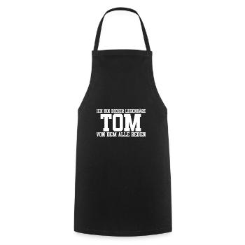 Tom Name Design - Kochschürze - Schwarz - Vorne - AI Model Male 185 dark (185cm)
