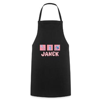 Geschenk für Janek - Kochschürze - Schwarz - Vorne - AI Model Male 185 dark (185cm)