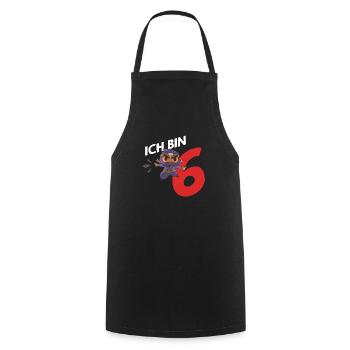 6e anniversaire Six cadeaux Birthday 6 ans - Tablier de cuisine - noir - Devant - AI Model Male 185 dark (185cm)